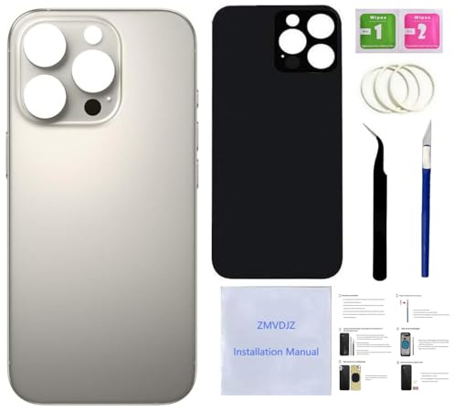 16 Pro Max Ersatz-Rückglas für iPhone 16 Pro Max (natürliches Titan, 17,5 cm) mit vorinstalliertem Klebeband + Montageanleitung + Reparaturwerkzeuge (natürliches Titan)