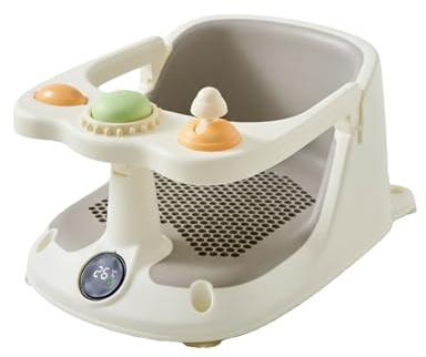 Seggiolino da bagno per bambini con termometro, antiscivolo, con monitoraggio della temperatura dell'acqua in tempo reale per proteggere dalle scottature, per il bagno sicuro dei neonati