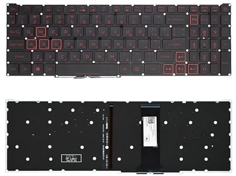 ZGGOZDH US-Russische Laptop-Tastatur-Hintergrundbeleuchtung für Acer Nitro 5 AN515-54 43 44 AN517-51 52 54 51 N18C3 N18C4(RU Red Word Backlit)