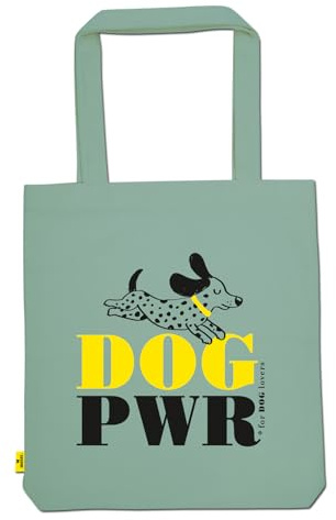 moses. Shopper Dog Power – türkise Stofftasche für Hundeliebhaber*innen, aus 100% Baumwolle, ca. 39 × 42 cm, liebevolle Geschenkidee mit Hunde-Motiv