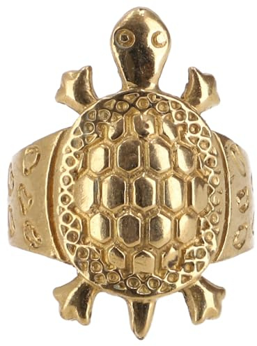GURU SHOP Modeschmuck Ring aus Indien, Boho Schildkröte, Daumenring, handgefertigt, gold