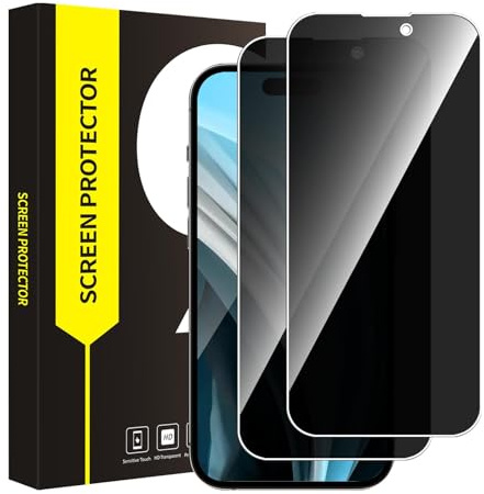 Bodyguard 2 Stück Schutzfolie für Panzerglas für iPhone 15 Pro Max 5G Sichtschutzfolie, 2.5D Anti-Spähen 9H Härte Frei von Kratzern Ultra-Klar Fingerabdruck-ID iPhone 15 Pro Max Folie