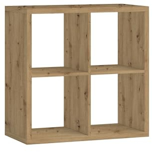 möbelando Raumteiler >Style< Modern in Artisan Eiche Dekor B/H/T: 77/77/38 cm, 4 offene Fächer, Pflegeleichte Melaminbeschichtung, stabile Spanplatte, belastbar bis 20 kg, zerlegt