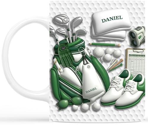 Personal Chic Custom Mug Name - Golf Coffee Mug for Him - Golf Mug, Gifts for Golfers Men, Personalised Mugs with Text (Model #1)