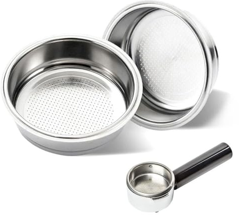 51mm Coffee Filter, 2 Pack Stainless Steel Portafilter Basket, 1 Cup & 2 Cup Non-Pressurized Espresso Filter, Reusable Replacement for 51mm Bottomless Portafilter
