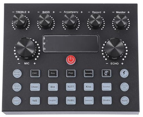 UKCOCO Scheda Audio Esterna Scatola in Ferro 800 per Computer e Tablet Luci Colorate, Mixer Dj Regolazione Tono per Streaming e Live Karaoke