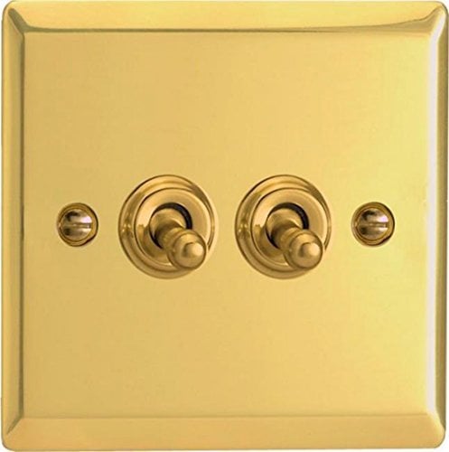 Varilight - 2G 1 or 2W 10A Classic Toggle Switch Victorian Brass - XVT2