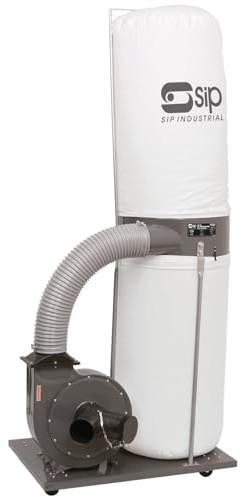 SIP Single Bag Dust Extractor Collector for Woodworking Workshop, 230V 1500W 2hp, 153L Capacity, 2500m³/hr Air Flow, 5 Micron Filtration with Twin Inlet Adapter for 2 Machines with 1 Collector
