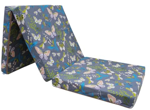 Natalia Spzoo – gemütliche Faltmatratze 195 x 65 x 8 cm für einen erholsamen Schlaf – Klappmatratze mit Schaumstoffkern & abnehmbarem Bezug – 3-teilige klappbare Schlafmatte (001)