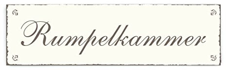 Dekoschild Shabbyschild RUMPELKAMMER Schild Holzschild 20 x 6 Türschild Zimmerschild Hinweisschild selbstklebend