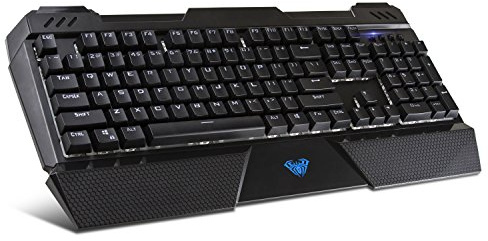 Aula rétroéclairé Clavier de jeu avec rétro-éclairage réglable Violet Rouge Bleu lumineux filaire USB clavier d'ordinateur
