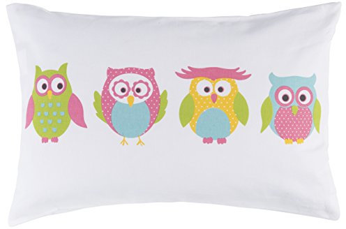 Elbersdrucke Kissen mit Füllung Little Owl 04 weiß-bunt 35 x 50 cm kleine Eule bunt 197155 Dekokissen für Kinderzimmer