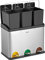 Homra Poubelle de Tri Sélectif Stephs 45l, Poubelles 3 Bacs Cuisine, Systeme à Pédale 3x15 Litres, Déchets et Recyclage Triple, Triple Compartiment, Inox