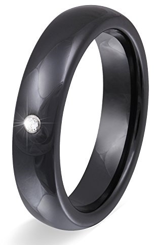 Juwelier Schönschmied - Damen Keramikring Hochzeitsringe Lasergravur Eheringe Universe Keramik Zirkonia inkl. persönliche Lasergravur 58(185) LANrC1D