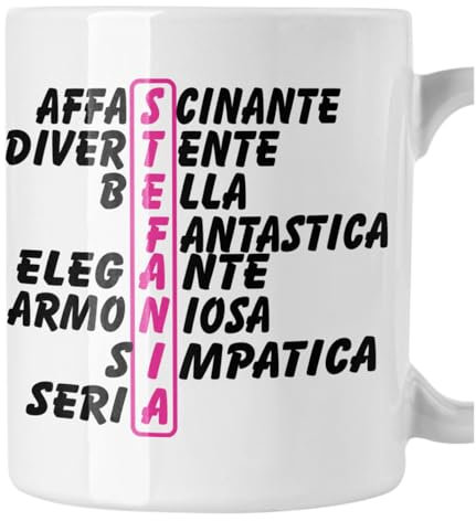 bubbleshirt Tazza Mug divertente con nome Stefania e aggettivi simpatici Idea Regalo Compleanno Natale in ceramica
