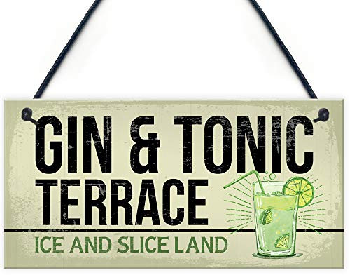 RED OCEAN Gin And Tonic Funny Alcohol Gift Man Cave Home Bar Hanging Plaque Pub Sign FRIENDSHIP Gift