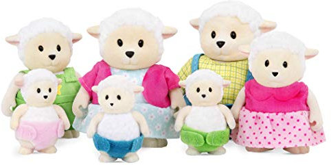 Li’l Woodzeez Figuren Schaf Tierfamilie Curlycuddles – 7 weiche Tierfiguren mit Eltern und Kindern –Tiere im Set (7 Teile) Spielzeug ab 3 Jahren