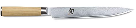 KAI Shun Classic Couteau à Jambon Japonais Blanc 23 cm Longueur de Lame - Couteau Damas 32 Couches Noyau VG MAX - 61 (±1) HRC - Manche en Pakkawood - Fabriqué au Japon - Couteau à Viande Forgé