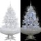 vidaXL Schneiender Weihnachtsbaum mit Schirmfuß Schneefall Kugeln LED-Lampen Tannenbaum Christbaum Kunstbaum Dekobaum Schnee Weiß 140cm