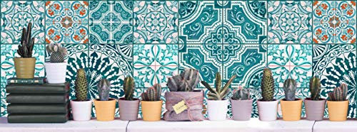 Passatoia da cucina, 100% Made in Italy, Tappeto antimacchia con stampa digitale, Runner antiscivolo e lavabile, Modello Cactus - Brice, cm 140x52