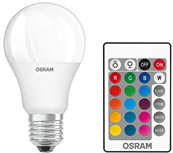 OSRAM Lot de 4 x Ampoule LED | Culot: E27 | Blanc chaud | 2700 K | 9 W | équivalent à 60 W | dépolie | LED Retrofit RGBW avec télécommande