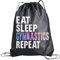 Turnbeutel mit Kordelzug - Eat Sleep Gymnastics Repeat Rucksack für Turner, leichter Cinch-Sack für Mädchen, Geschenk für Schule, Sport & Reisen, Schwarz, Large, Auf Reisen