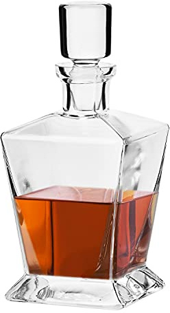 Krosno Whiskey-Karaffe mit Stopfen | 750 ml | Caro-Kollektion | Für Zuhause, Restaurants, Partys | Geschenkidee für Hochzeit, Bar Mitzva | Hergestellt in Europa