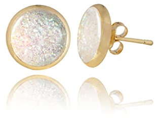 Luxus Klein Ohrstecker für Damen (Stil 24 - Runde Funkelnd Weiß Gold)