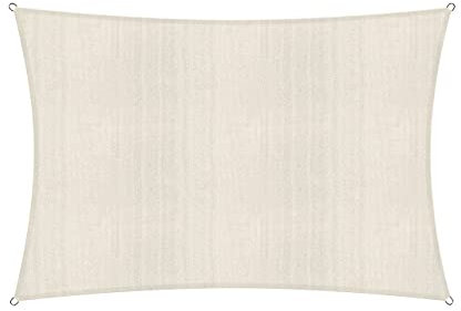 Lumaland Sonnensegel Rechteckig | 4 x 5 Meter | Wetterbeständiger Sonnenschutz inkl. Befestigungsseile | Terrasse, Garten & Balkon Schattenspender aus HDPE mit UV Schutz [Creme]