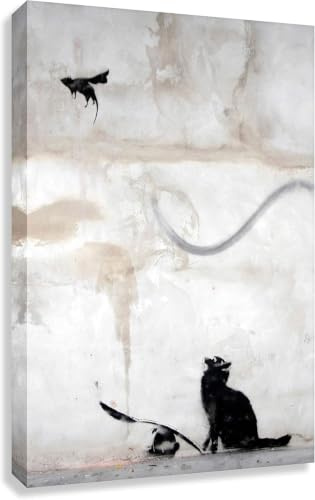 Kunstbruder Druck auf leinwand Banksy Graffiti - Bild (div.Formaten) Cat n Bat! (70x100 cm)