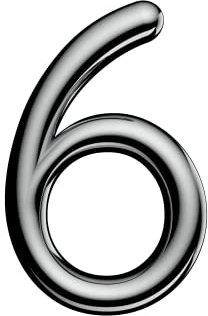 Ultion Sweet Chrome Door Numbers '6' - 3inch height - Self Adhering, No Drilling or Screwing Required …