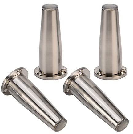 kefu01 Minimalistisches Design Möbelfüße,Konische Couch Tischbeine,Metall Bettfüße,Gebürstetes Silber Verstellfüße,Belastbarkeit Bis zu 300KG,für TV-Schränke,Nachttisch,4 Stück (80mm/3.15in)