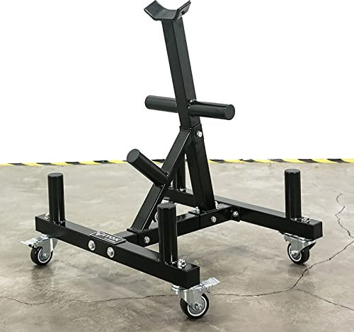 2 in Weight Plate Storage Rack, Olympic Weight Plate Tree or Bumper Plate Tree, Vertical Storage Tree, 800 lb Capacity, Locking Caster Wheels