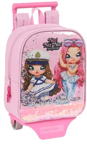 Safta, Mochila 232 con Carro 805 Nanana Sparkles 22X28X10Cm Unisex niños, Multicolor, Estándar