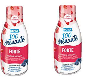 Drenante forte Nova 100 gusto Melograno con Mirtillo nero, Betulla, Tarassaco, Equiseto 300 ml+300ml