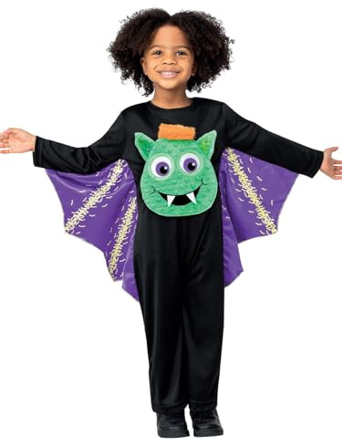 Smiffys Googly Eyed Bat Costume All in One with Moving Eyes, Halloween Child Fancy Dress, Bat Dress Up Costumes