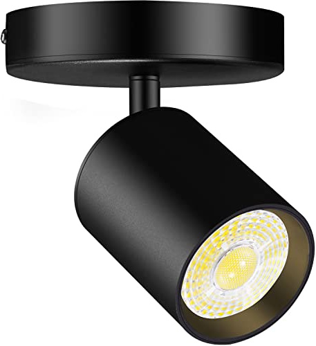 VANoopee Flush Mount LED Ceiling Spotlight Dimmable Adjustable Spotlight Directional Spot Lights Indoor Bright Can Accent Fixture for Living Room Bedroom - CRI90 Flicker Free 10W 800lm 3000K Black