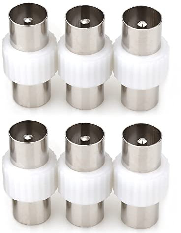 JEEUE Nickel Plated Male to Male TV Aerial Coaxial Coupler Adapter Plug - 6PCS