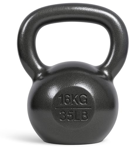 unycos - Kettlebell 16 kg - Kugelhantel aus Gusseisen mit Strapazierfähiger Beschichtung - Breiter und Weicher Griff - für Krafttraining, Muskelaufbau, Bodybuilding und Fitness - Home Gym