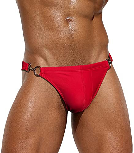 AIEOE Maillot de Bain Homme Taille Basse Sexy Slip de Bain Imprimé avec Rembourré Souple Amovible Séchage Rapide pour Plage Piscine M