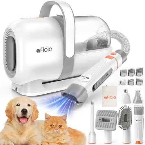Afloia Dog Grooming Kit with Vacuum, Cat Clippers, Suction 99% Pet Hair, Professional Pet Grooming Kit with 7 Proven Tools for Shedding Grooming, Cat Dog Grooming Vacuum Kit, 1.5L