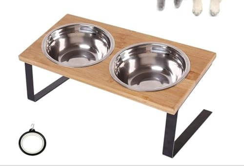 GUUSII HOME Raised Cat Feeding Bowl Station Cat Bowls Tilted Elevated Pet Food Bowl 2 Stainless Steel Bowls Anti Vomiting Indoor Cats Dishes Orthopedic Cat Bowl with Stand Puppy Dog Food Bowl