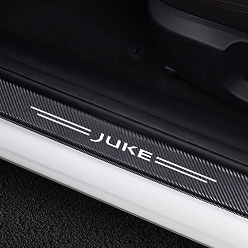 Symilov 4 Stück Auto Kohlefaser Einstiegsleisten Schutz Für NIS-san Juke F15 F16 2010-2021 Tuning Zubehör mit Logo Türschwelle Anti Kratz Aufkleber Schutzstreifen,Black