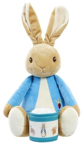 Rainbow Designs Bedtime Cuddles with Peter Rabbit - Classic Character Soft Toy with Starry Night Sky Projecting Nightlight Lantern & Lullaby Sounds