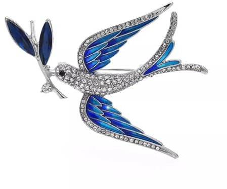 GFM® Broche Hirondelle Strass - Noël, Fête des Mères, Anniversaire, Saint Valentin, Small, Métal