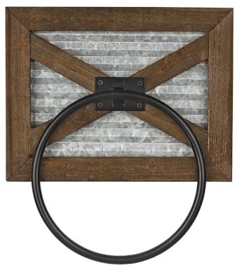 Melko Handtuchhalter Wand Wandhandtuchhalter 23 x 20 cm Badehandtuchstange Massivholz Verzinktes Metall Küche Handtuchreling Handtuchhalterung Badetuchhalter