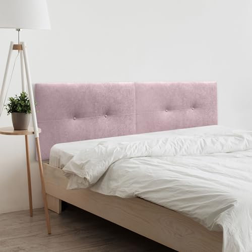 DHOME Testiera in ecopelle o tessuto Aqualine Pro Dual divisa in 2 pezzi, rivestimento di alta gamma, testa imbottita (tessuto rosa, 190 cm doppio letto 180/190 cm)