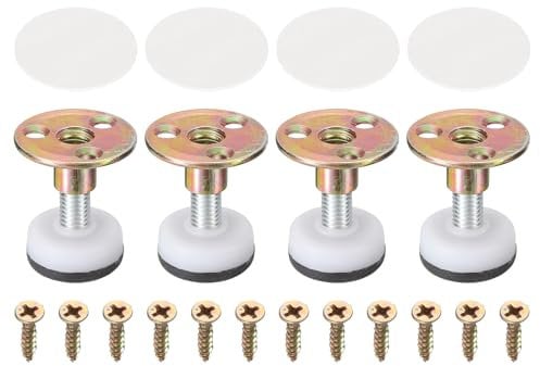 sourcing map Thread Furniture Leveling Feet, 4Pcs - Adjustable Furniture Feet Levelers, Self-adhesive Threaded Screw-in Raised Base for Tables Cabinets Sofas Chairs Shelves (30 x 13 MM)