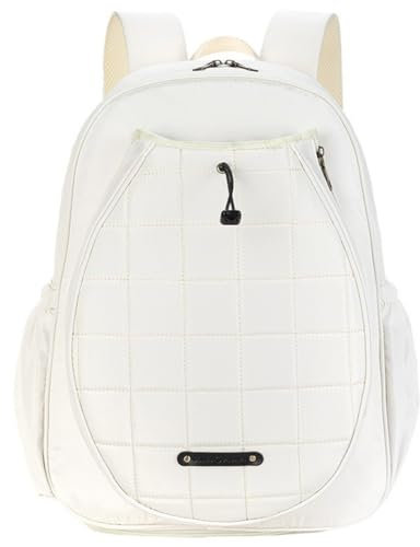 Hixingo Tennisrucksack für Damen und Herren, Tennisschläger Rucksack mit Schuhfach Große Kapazität Sportrucksack für Tennisschläger, Badmintonschläger und Basketbälle (46x31x13cm,Weiß)