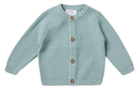 Stellou & friends Cardigan-Strickjacke für Baby & Kleinkind mit Knöpfen in Holz-Optik, Mädchen & Jungen Hochwertige Kleidung aus 100% Baumwolle, Perfekt für Herbst & Winter, Pistachio 62-68